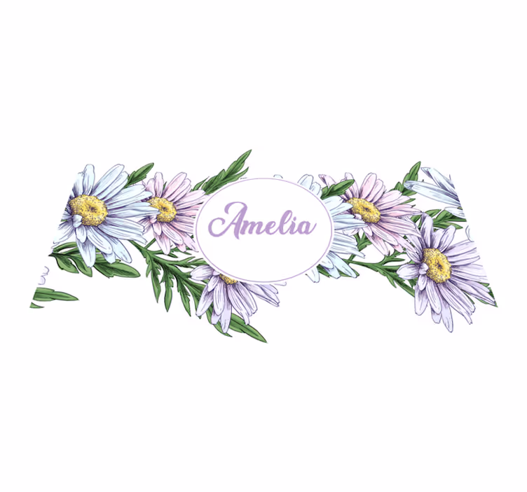 Vinyl teppich blumen gänseblümchen design mit namen - TenStickers