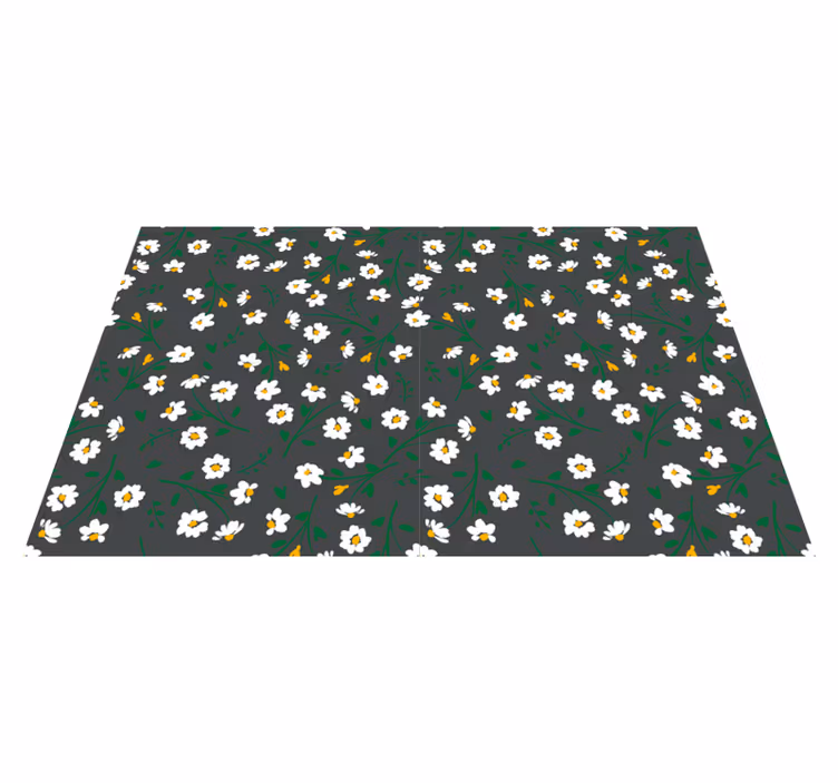 Vinyl teppich blumen gänseblümchen grauer hintergrund - TenStickers