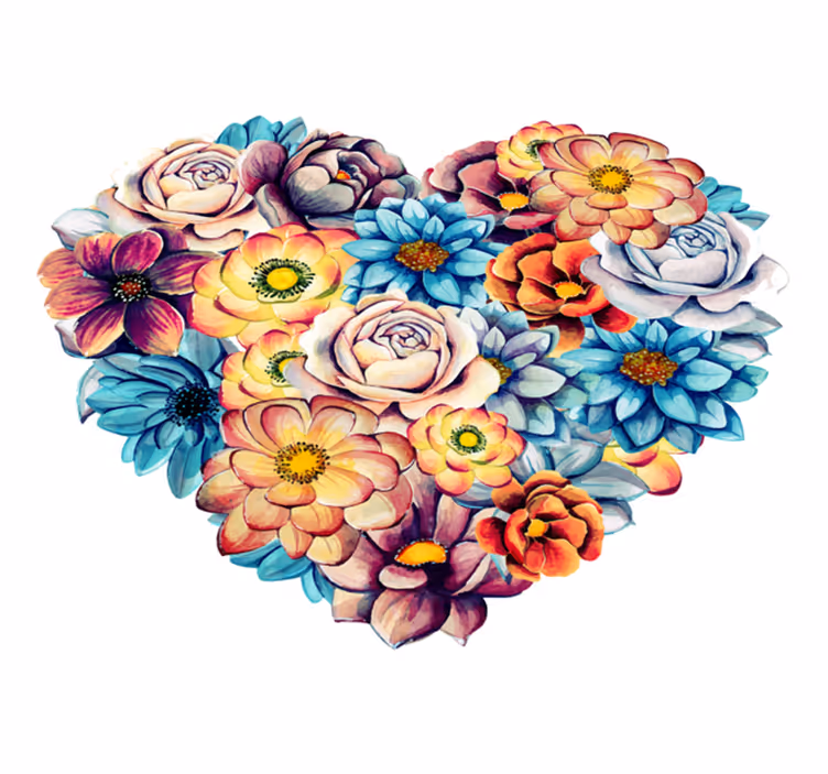 Vinyl teppich blumen schönes herz voller blumen - TenStickers