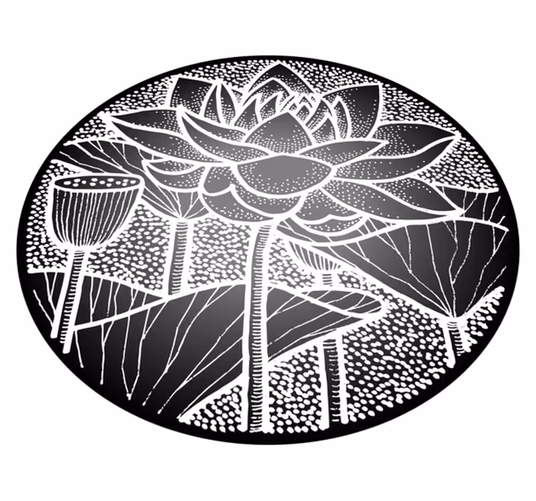Vinyl teppich blumen im traditionellen lotusblütenstil - TenStickers