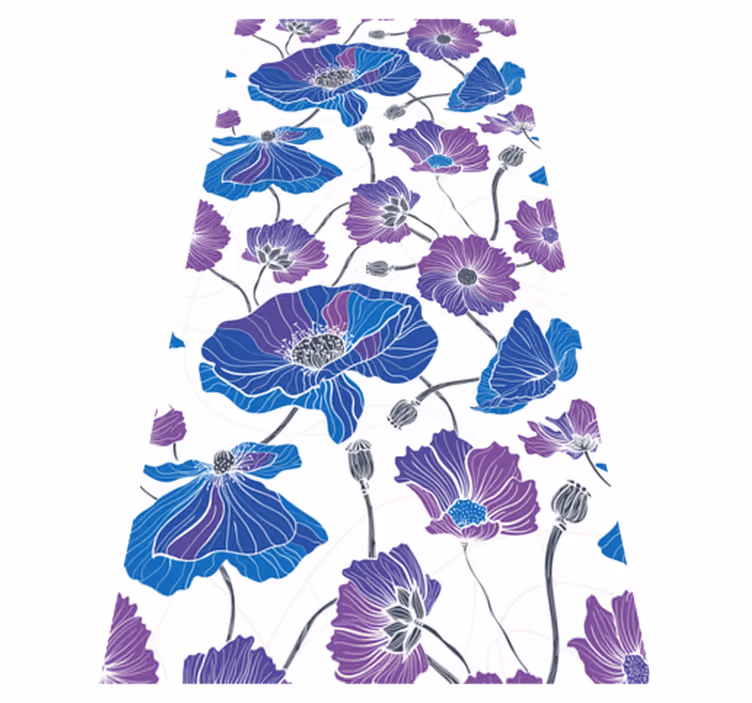 Vinyl teppich blumen in blau und lila - TenStickers