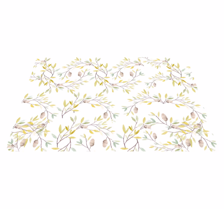 Vinyl teppich blumen im original aquarell grünblätter muster - TenStickers