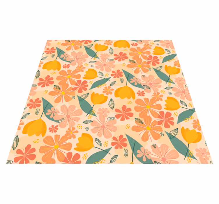 Vinyl teppich blumen bunte vintage blätter und blumen - TenStickers