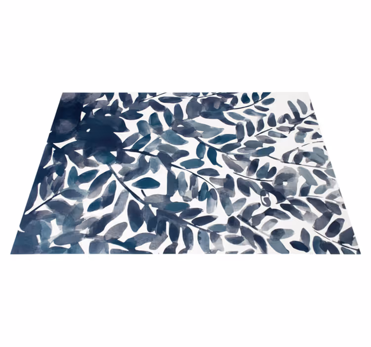Vinyl teppich blumen blaues aquarellblattmuster - TenStickers