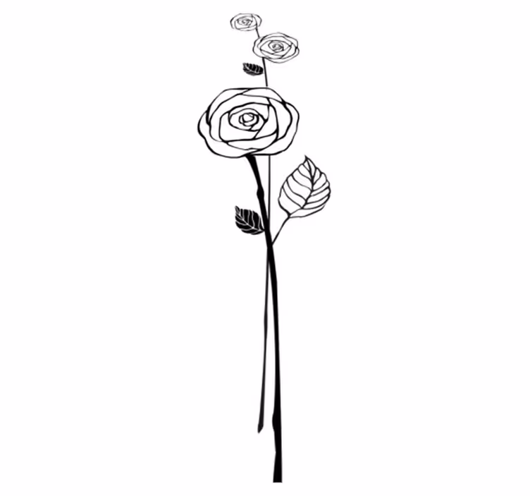 Vinyl teppich küche mit schwarzen und weißen rosen - TenStickers