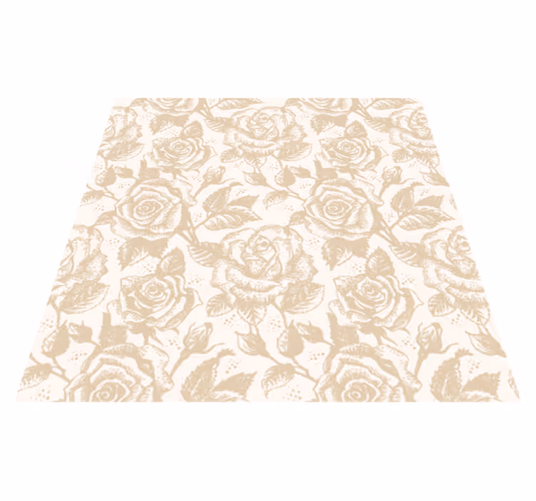 Vinyl teppich esszimmer mit beigen vintage-rosen - TenStickers
