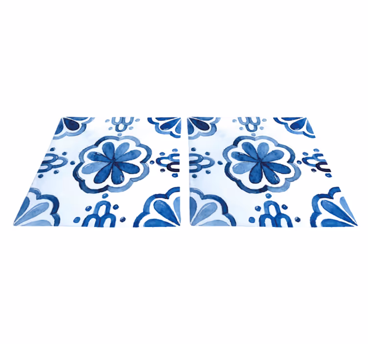 Vinyl teppich esszimmer mit floralen zementfliesenmuster - TenStickers
