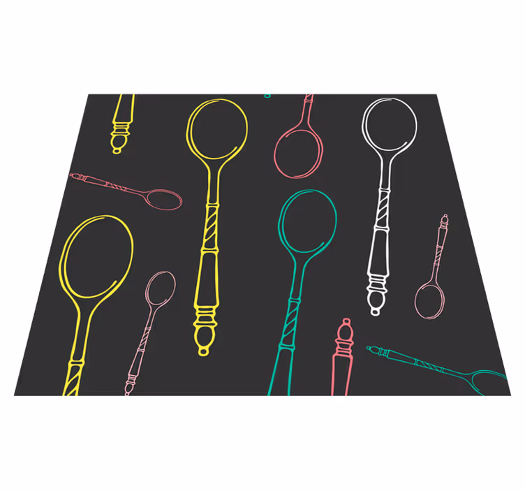Vinyl teppich küche mit bunten löffeln - TenStickers