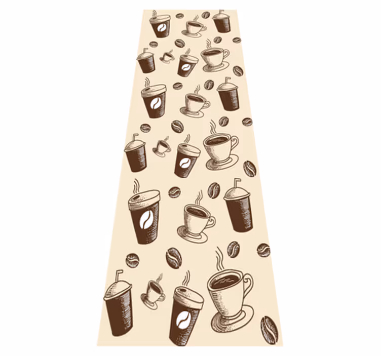 Vinyl teppich küche mit tollem muster kaffeetassen - TenStickers
