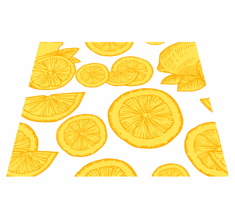 Vinyl teppich küche orange und zitronen skizze - TenStickers