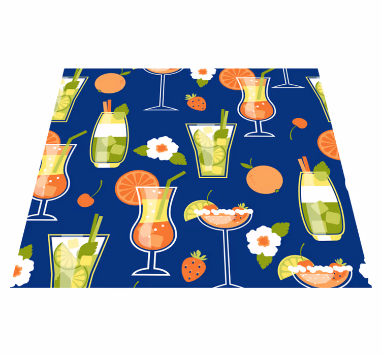 Vinyl teppich küche im vintage cocktails stil - TenStickers