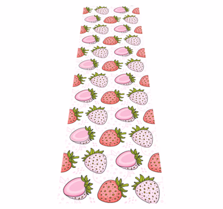 Vinyl teppich küche mit nahtlosen rosa roten erdbeeren - TenStickers