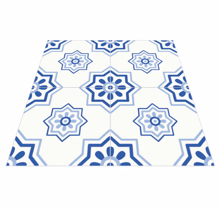 Vinyl teppich badezimmer blauer fliesenaufkleber - TenStickers