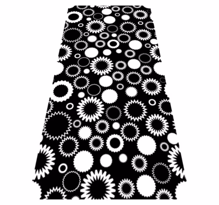 Vinyl teppich badezimmer mit schwarz-weißen sonnenblumen - TenStickers