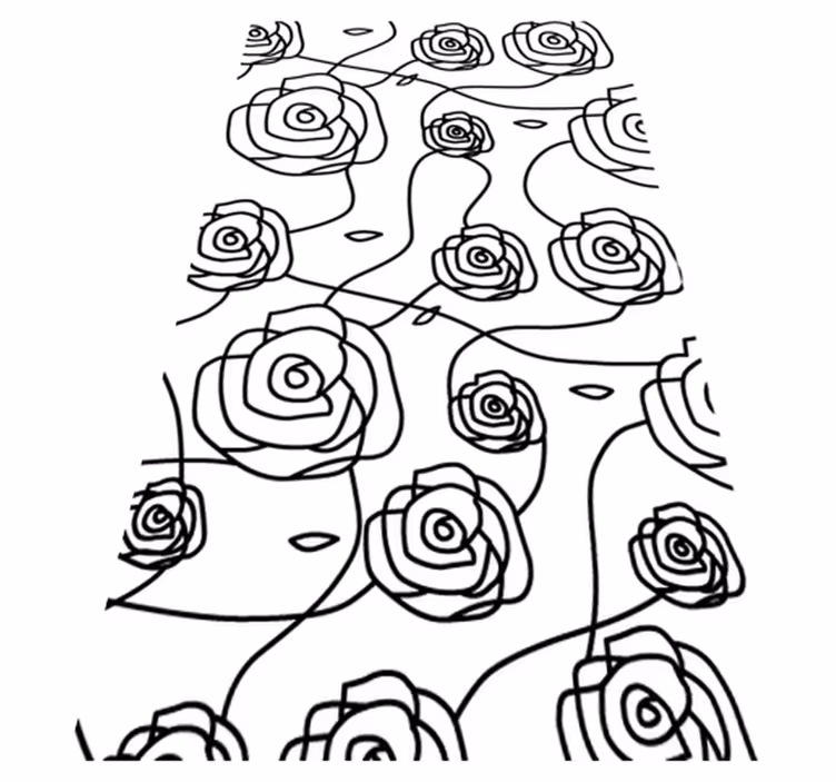 Vinyl teppich badezimmer mit minimalistischen rosen - TenStickers
