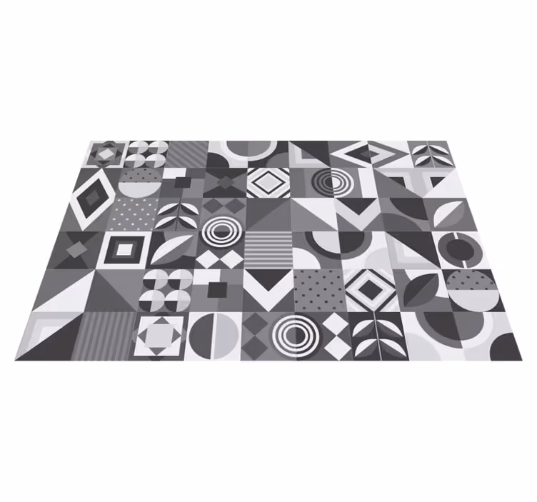 Vinyl teppich badezimmer graue geometrische fliesen - TenStickers