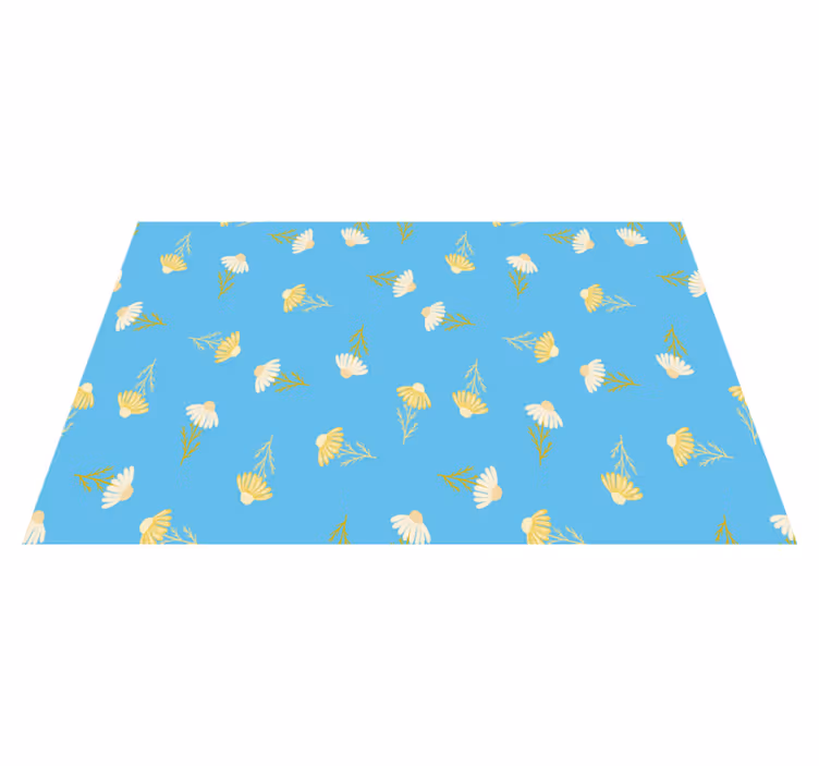 Vinyl teppich blumen mit gänseblümchen blauem hintergrund - TenStickers