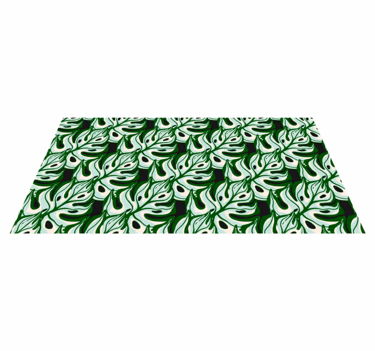 Vinyl teppich blumen in schwarzgrünem spritzmuster - TenStickers
