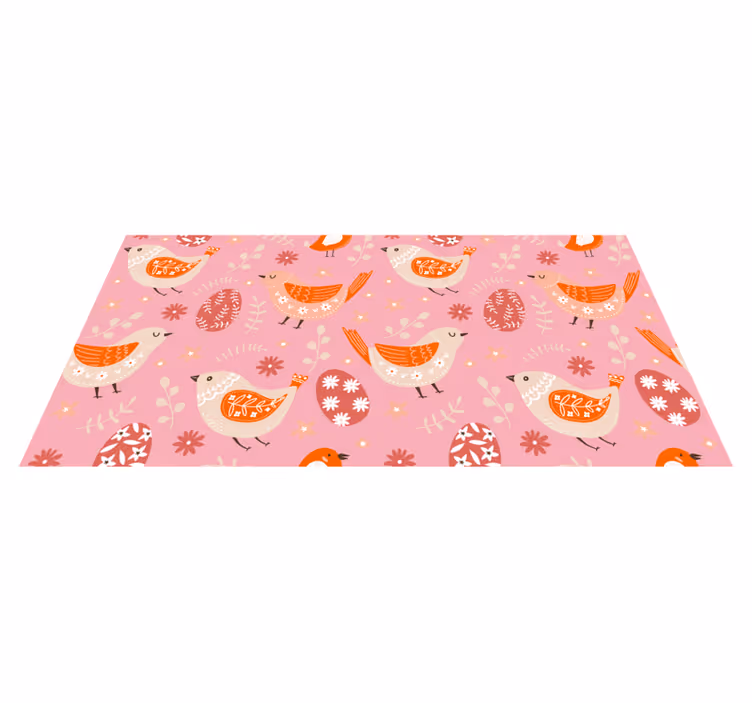 Vinyl teppich blumen mit rosa volkskunstmotiven - TenStickers