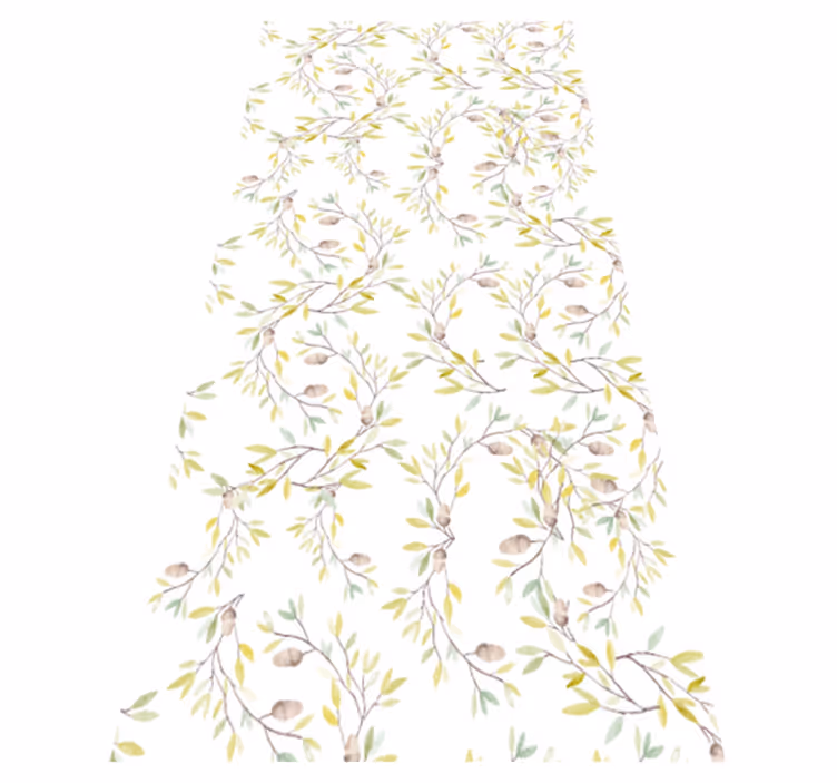 Vinyl teppich blumen mit original aquarellblättern - TenStickers