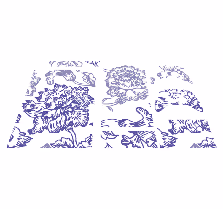 Vinyl teppich blumen mit sanftem lila muster - TenStickers