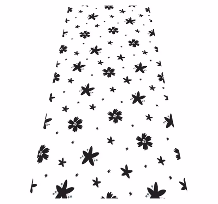 Vinyl teppich blumen schwarz-weiß blumenmuster - TenStickers