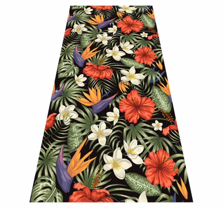 Vinyl teppich blumen mit tropischem pflanzenmuster - TenStickers