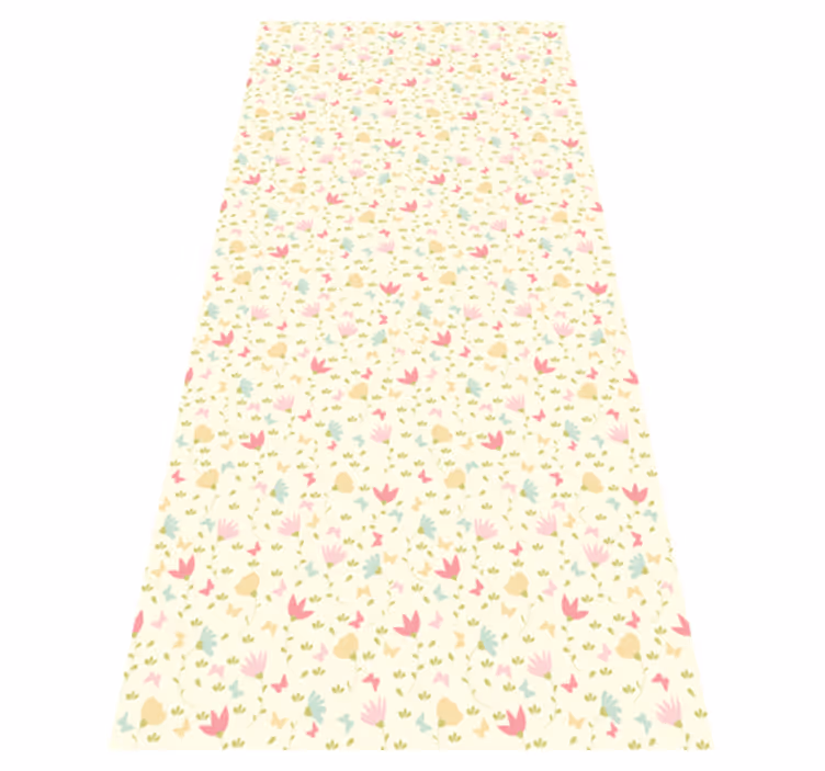 Vinyl teppich blumen mit blumen und schmetterlingen - TenStickers