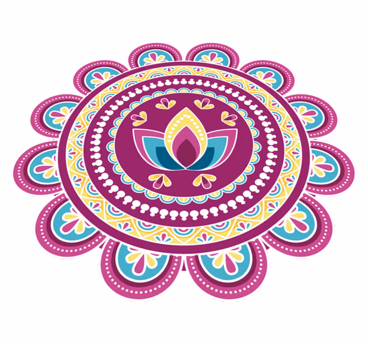 Vinyl teppich blumen buntes lotus mandala - TenStickers