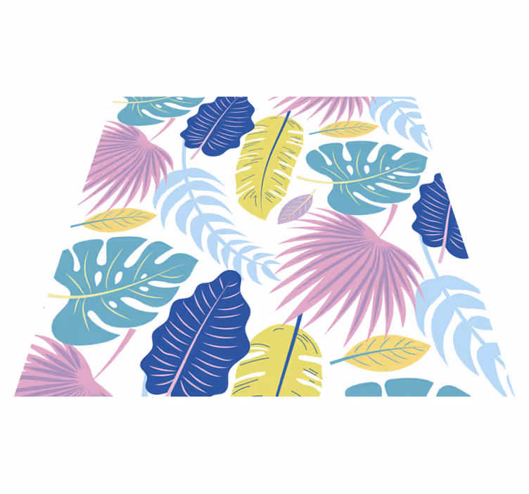 Vinyl teppich blumen mit bunten blattmustern - TenStickers