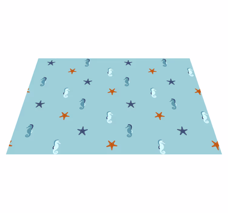 Vinyl teppich blumen seepferdchen und seestern muster - TenStickers