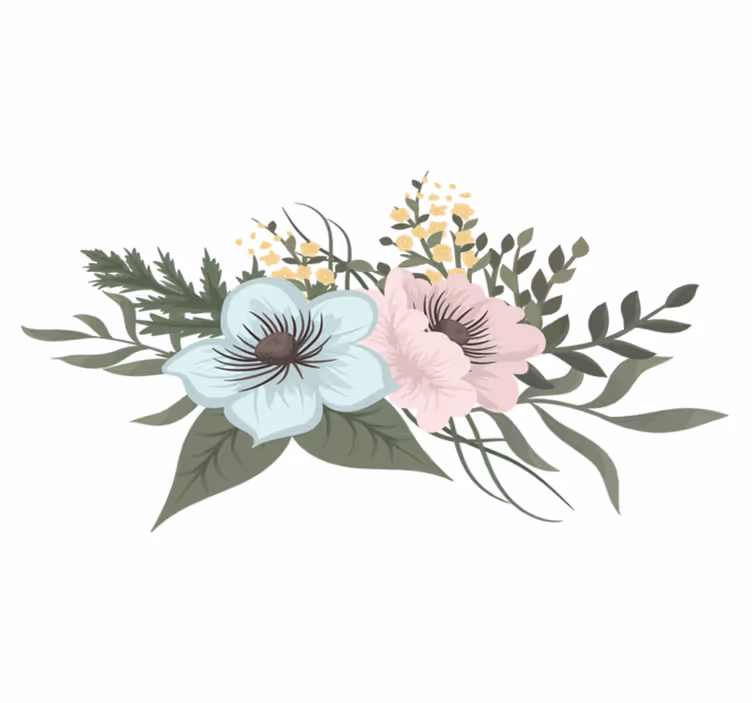 Vinyl teppich blumen botanisches ensemble arrangement - TenStickers