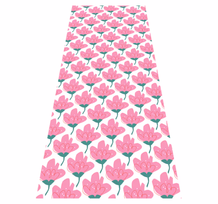 Vinyl teppich blumen in pink - TenStickers