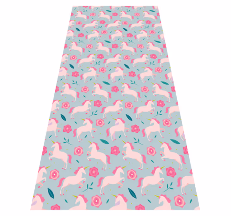 Vinyl teppich blumen einhornmuster - TenStickers