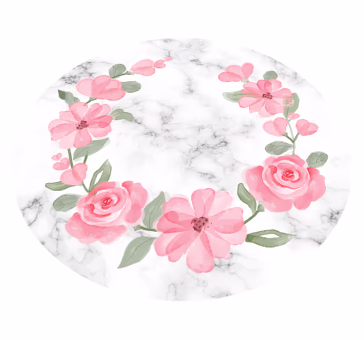 Vinyl teppich blumen mit marmorblütenkranz - TenStickers