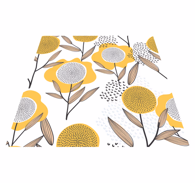 Vinyl teppich blumen gelbes abstraktes blumendesign - TenStickers