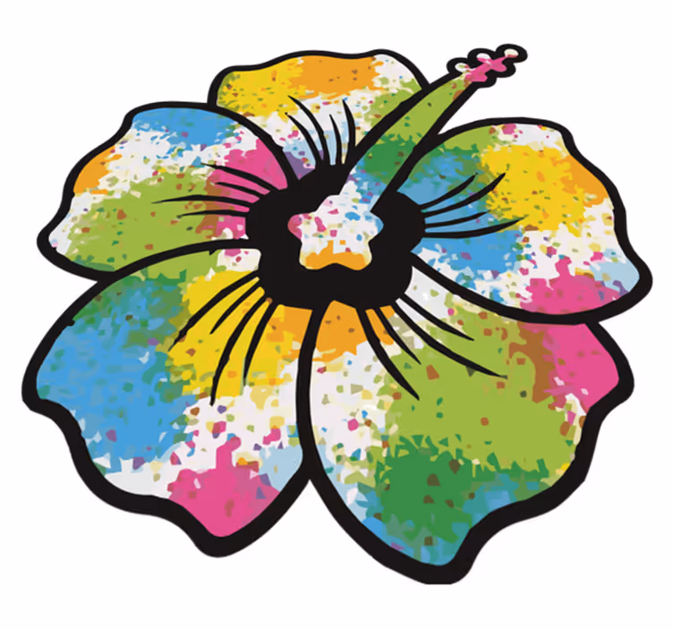 Vinyl teppich blumen hibiskusblüte bunt - TenStickers