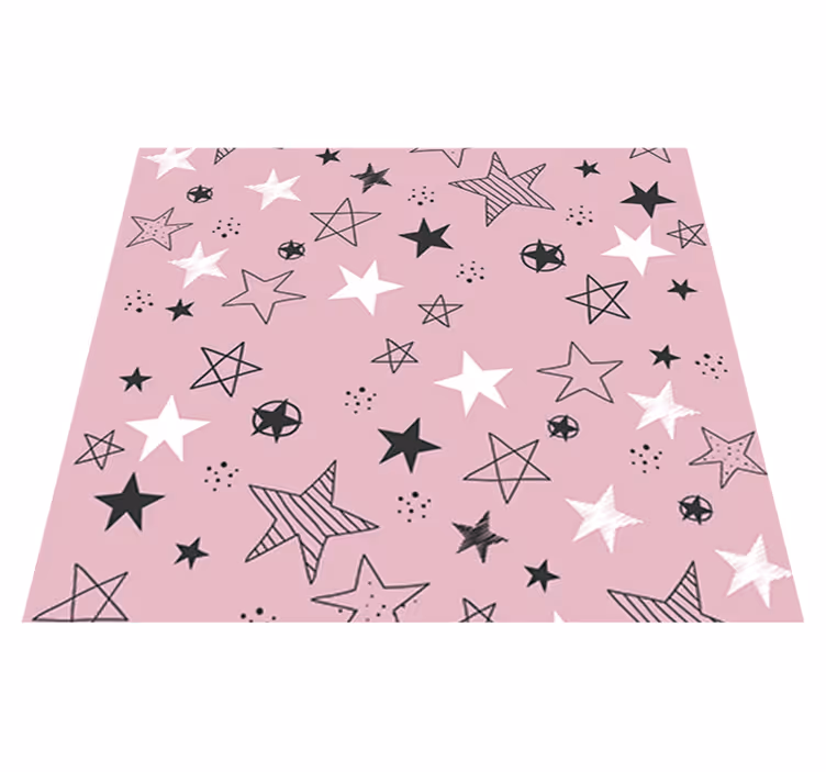 Vinyl teppich sterne im pink-schwarzen design - TenStickers