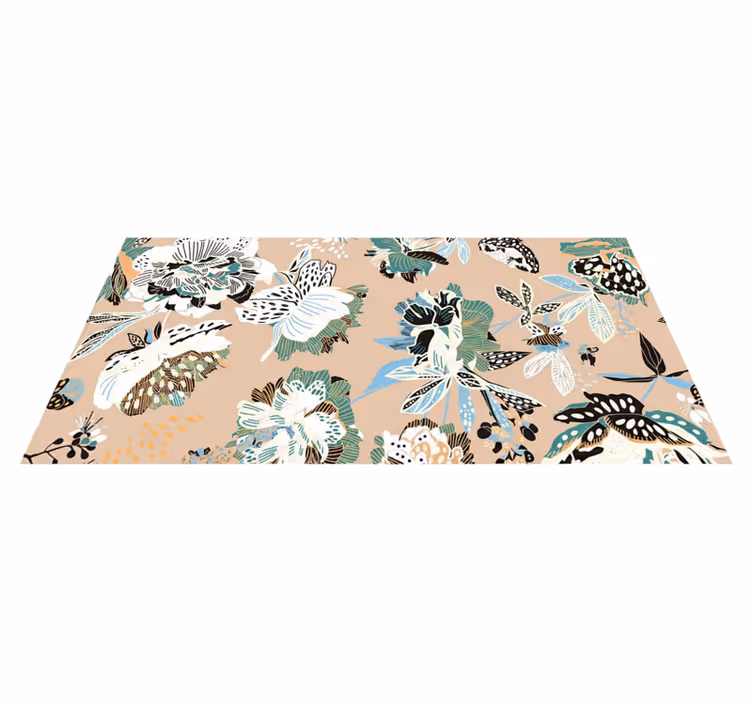 Vinyl teppich wohnzimmer neutrale beige blumen - TenStickers