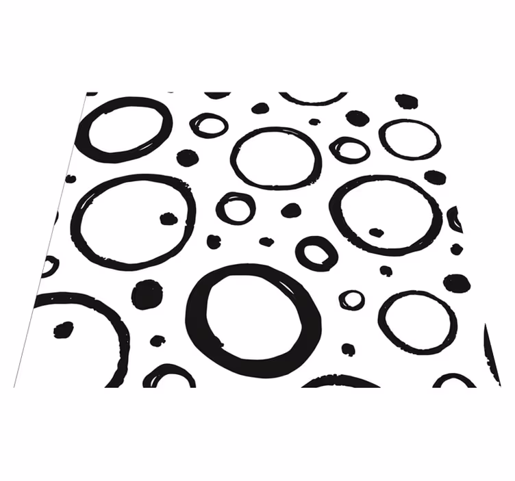 Vinyl teppich geometrisch kreisförmiges schwarz-weiß design - TenStickers
