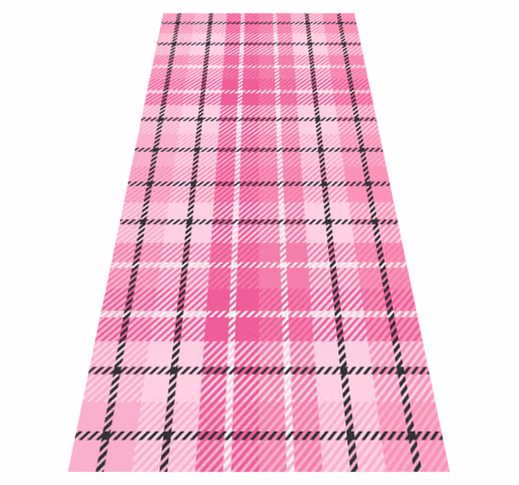 Vinyl teppich geometrisch in pink und schwarz karomuster - TenStickers