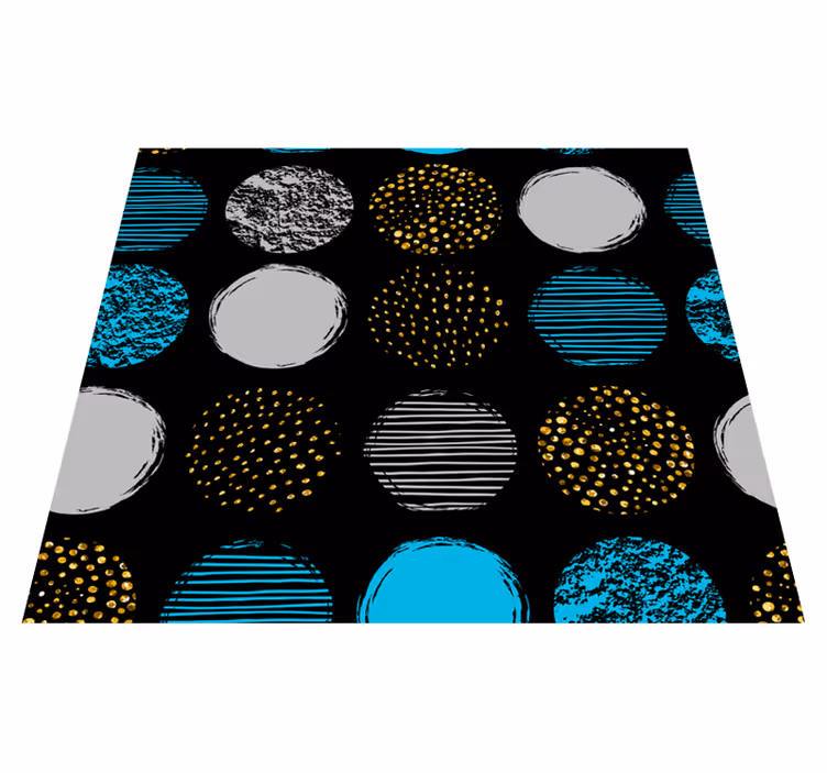 Vinyl teppich geometrisch mit punkten auf schwarz - TenStickers