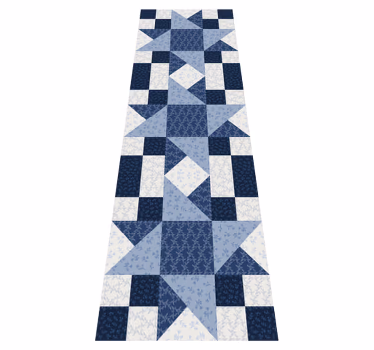 Vinyl teppich geometrisch in patchwork blaues stern-dreieck - TenStickers