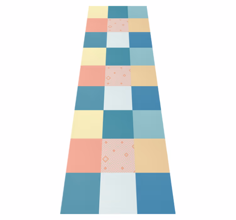 Vinyl teppich geometrisch buntes retro patchwork - TenStickers