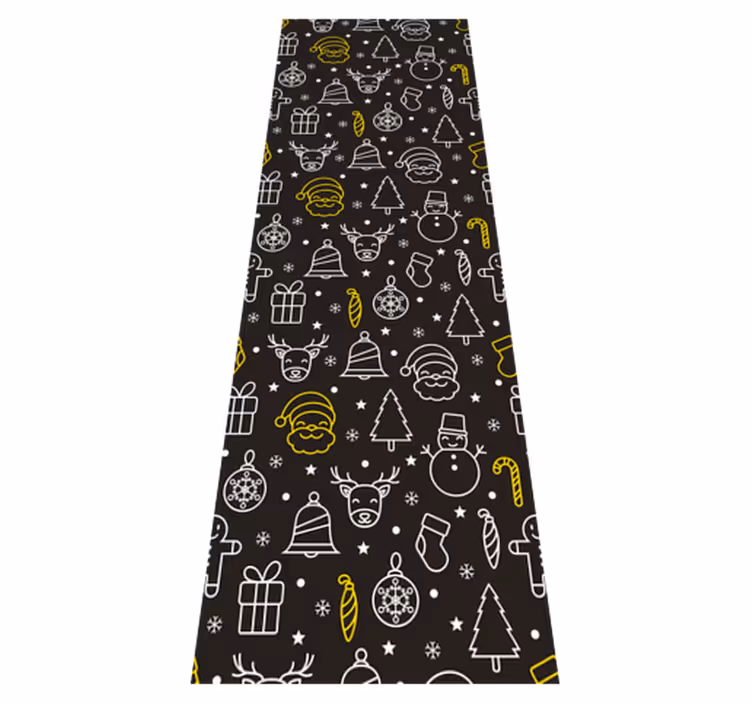 Vinyl teppich weihnachten mit weiß-gelbem muster auf schwarz - TenStickers