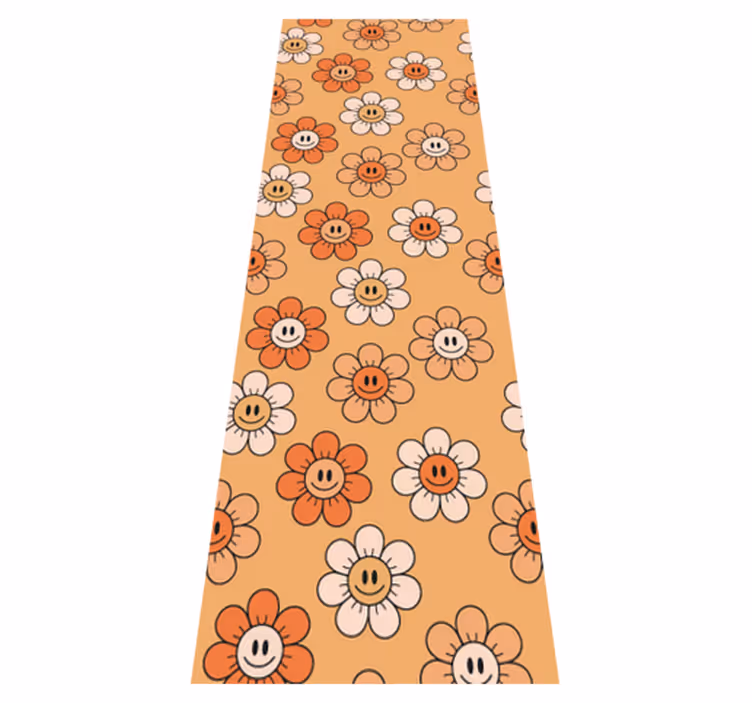 Vinyl teppich schlafzimmer mit orangenen smiley-gesichtern - TenStickers