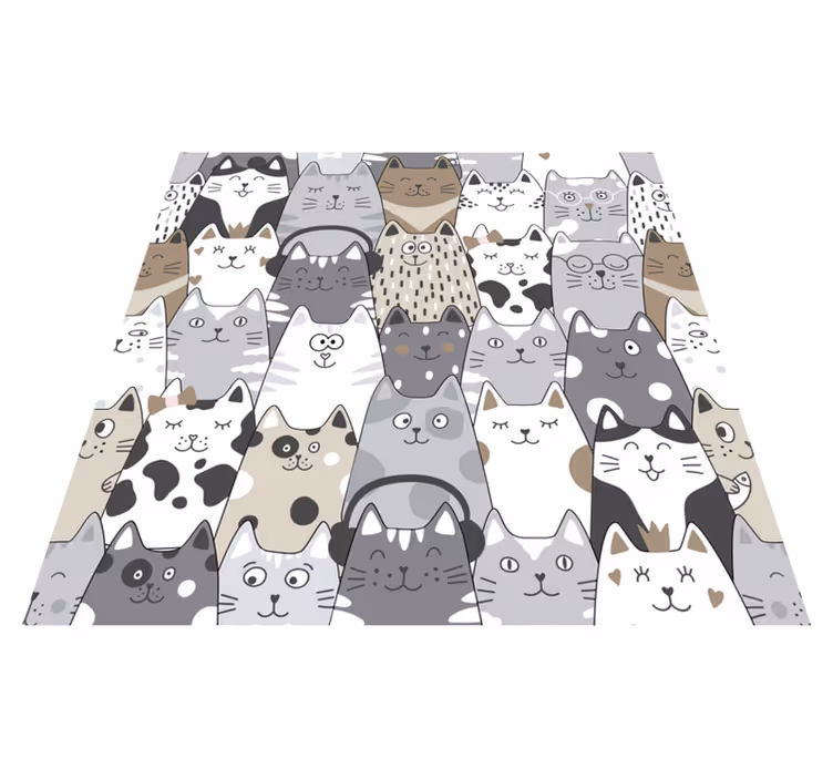 Vinyl teppich schlafzimmer mit cartoon katzen - TenStickers