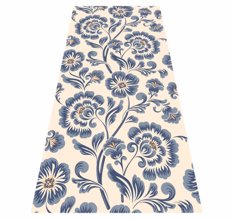 Vinyl teppich schlafzimmer im floralen blauen vintage stil - TenStickers