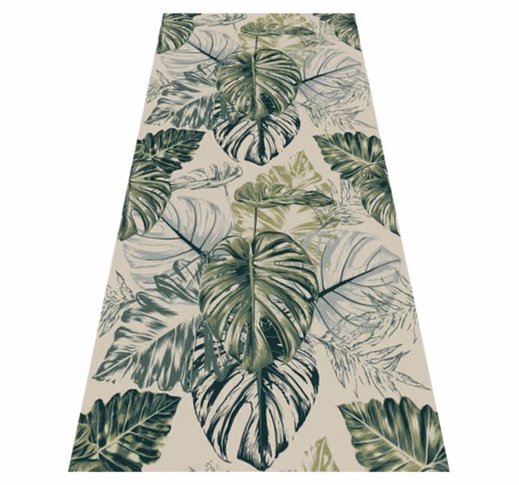 Vinyl teppich schlafzimmer mit verblassten monstera formen - TenStickers