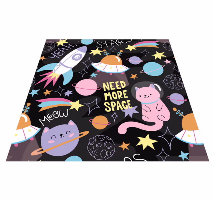 Vinyl teppich kindlich katzen im weltraum - TenStickers
